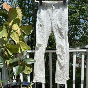 White Flare Distressed Jeans